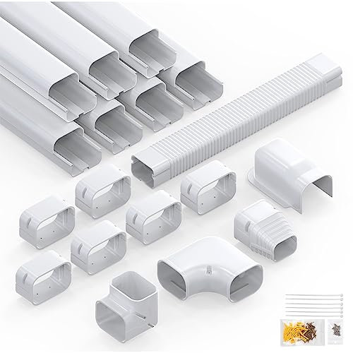 Flamorrow Decorative PVC Line Set Cover Kit, 3 25 Ft Line Cover Kit for Ductless Mini Split Air Conditioner, Central AC and Heat Pump System