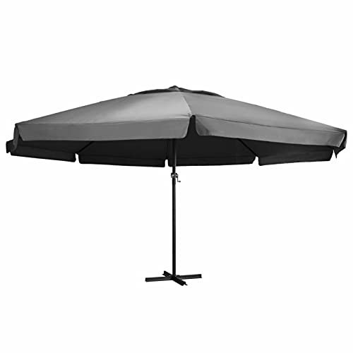 Festnight Sonnenschirm 6m Durchmesser Sonnenschirm Alu Gartenschirm Schirm mit Aluminium-Mast Anthrazit Große Kreuzstandfuß Marktschirm Sonnenschirm Groß