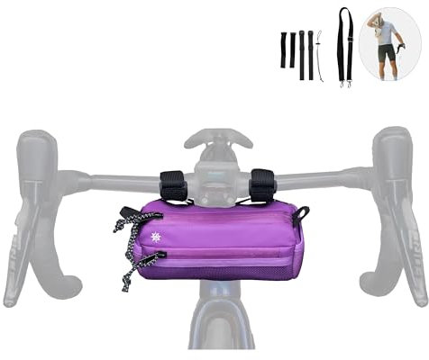 Lumiere & Co. Fahrrad-Lenkertasche - Langlebig, mehrere Größen- und Farboptionen - Doppelte elastische Riemen, Clips und Klettverschluss-Befestigungen (Mini, Purple)