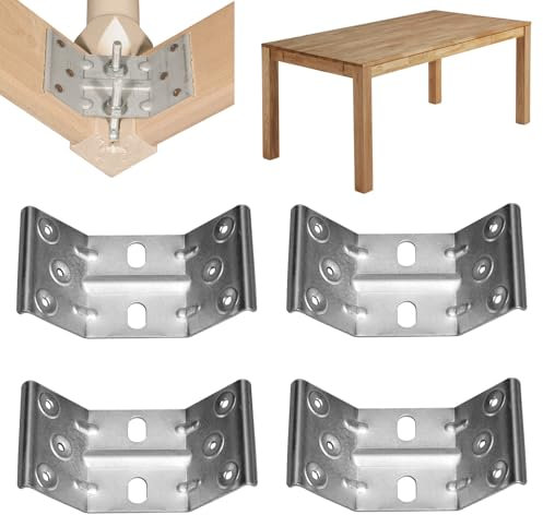 Evotrade Kit di 4pz Supporto Angolare Interno Gamba per Tavolo Kit di 4pz - Piastre di Montaggio Staffa Rinforzate In Acciaio Zincato (Altezza 66mm)