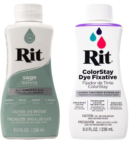 Rit Dye - Tinte líquido para tela de 8 onzas para ropa, decoración y manualidades, salvia con fijador de color