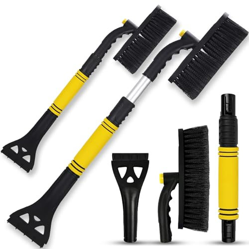 Atuoxing 3-en-1 Grattoir à Glace et Brosse à Neige, Grattoir Pare Brise Voiture Rétractable, Amovible Raclette Voiture Givre, Grattoir Glace Voiture pour Voitures SUV et Camions (Noir)