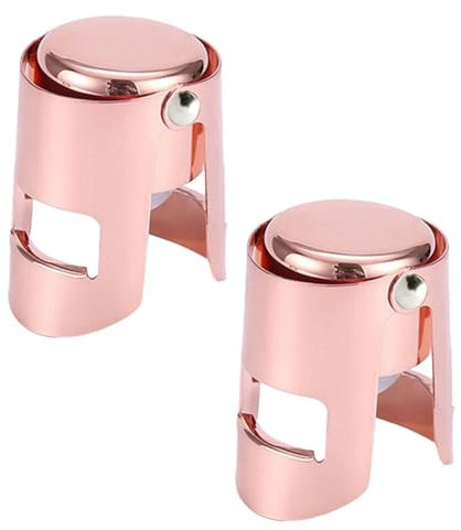 tooloflife 2 Pcs Sparkling Bottle Stopper, Stainless Steel Vacuum Champagne Bottle Plug Sealer, Leak-Proof Bubble Retaining Saver for Beer Wine Prosecco - Rose Gold