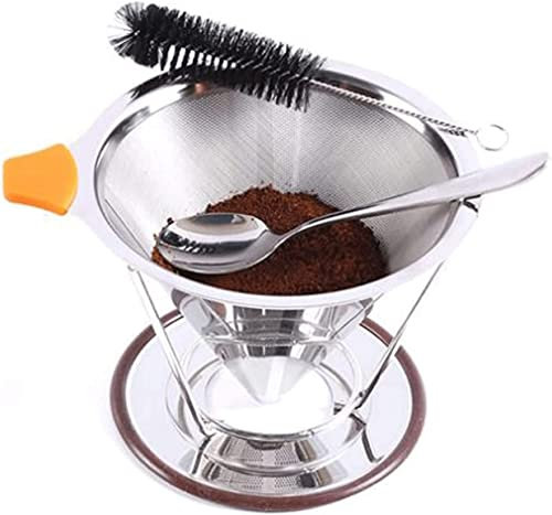 ViLLeX tamices coladores malla fina Café de acero inoxidable Tazón de panal de doble capa con colador de café de papel sin base