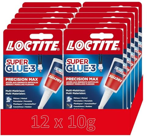 Super Glue 3 Précision (flacon de 10g) - Colle liquide tous matériaux – Colle forte pour réparations précises – Colle transparente à séchage rapide 12 x 10g