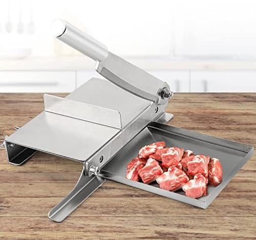 Stainless Steel Guillotine Commercial Chicken Duck Fish Slicer, Beef Frozen Small Cutter, Manual Meat Slicer Meat Bone Cutter Machine for Meat/Frozen/Fish/Steak