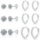 LOUMILEO Creolen Silber 925 Kleine Silber Ohrstecker mit Zirkonia Hypoallergen Ohrringe Silber Ohrstecker Kleine Ohrringe Silber 925 Stercker Set für Mehrere Piercings 6 Paar