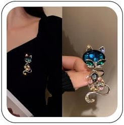 Wendalern Niedlich Strass Katze Brosche Pin Funkelnden Edelstein Kitty Katze Brosche Elegant Kristall Kätzchen Tier Revers Pin Vintage Korsage Kleidung Dekor Pin Abzeichen Zubehör Schmuck Für Frauen