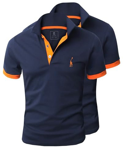 GLESTORE Männer Poloshirt Herren Hemd Herren T-Shirts Polo Shirts Männer Sommer Golf Poloshirt 2er-Pack Marine M