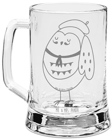 Mr. & Mrs. Panda Gravur Bierkrug Eule Frankreich - Geschenk, Eulen, Bierkrug Glas, Vatertag, Bier Krug, hibou, stolz, Eule Deko