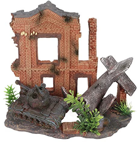 Mrisata Aquarium Flugzeug Dekoration Aquarium Dekoration Aquarium Turm Dekoration Künstliches Flugzeug Crash Harz Fisch Dekoration für Wasser und Meerwasser