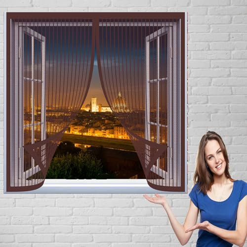 Fliegengitter für Dachfenster 85 x 152 cm Insektenschutz Fenster in Verschiedenen Größen Auswählbar Magnet Fliegengitter für Alle Universalfenster, Braun
