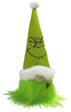 HAICN Bambola Grinch Ornamento di Natale carino peluche unico divertente bambola Grinch capelli nano statuetta vigilia festa gnomo ornamento per bambini casa vacanze (verde)