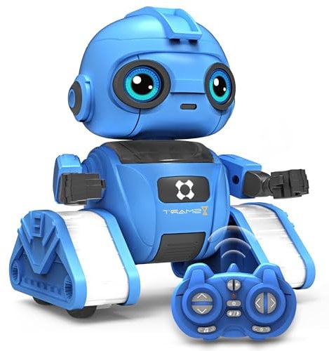 Dzxlin Roboter Spielzeug für Kinder – Wiederaufladbar, LED-Augen und Musik, RC-Roboter mit Gestensensor für ab 3 4 5 6 7 8 9 10 Jahre Jungen Geschenk (Blau)