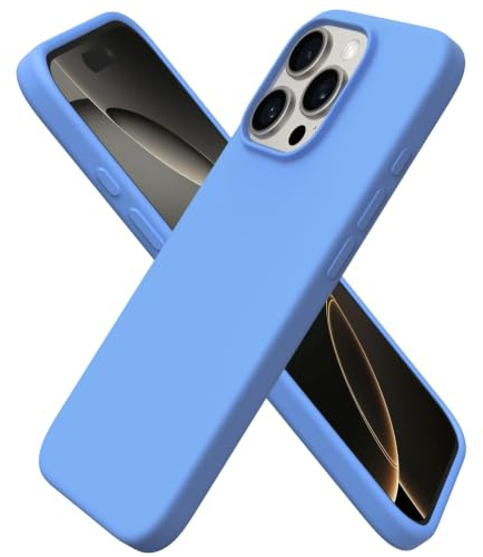 ORNARTO for iPhone 16 Pro Case 6.3, Slim Liquid Silicone Case Cover | Sky Blue,6.3 inches,3-Layer Protection, Soft Gel Rubber, Shockproof Design, Anti-Scratch Microfiber Lining