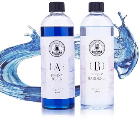 SANAAA EPOXY RESIN Ozeanblaues Epoxidharz,948ml Blasenfreies & hochglänzendes Epoxidharz Kit,Selbstnivellierendes Harz und Härter für Ozean Kunsthandwerk,Schmuckherstellung,Harzformen(474 ML x 2)
