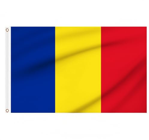 Bandiere della Romania, 1,5 x 0,9 m, grande bandiera rumena con occhielli in ottone per eventi festa nazionale della Romania, eventi scolastici, cultura, feste, decorazioni per esterni