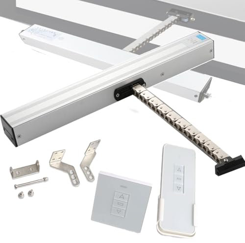 WhAeoy 24V Elektrischer Fensterheberantrieb, Elektrischer Fensterheberaktuator, Hub 300-800 Mm, Mit Fernbedienung + Schalter, Doppelkette/Geräuscharm, Für Dachfenster Fenster Gewächshaus,500mm