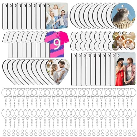 Pinafresa 180 Stück Sublimations-Schlüsselanhänger-Rohlinge, Doppelseitige Rechteckige Sublimations-Schlüsselanhänger Aus Acryl in Großpackung, zum Selbermachen Von Schlüsselanhängern
