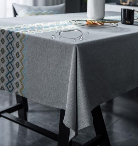 Hoisy Tischdecke Outdoor Küchen-Tischdecke 80x80 Grau Lotuseffekt Tablecloth Tischtuch Abwaschbar Sticken