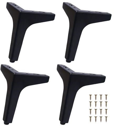 Luabue 6 inch / 15cm Sofa Legs Set of 4 Metal Furniture Legs Black Cupboard Feet Triangle Furniture Feet Cabinet Leg Couch Legs for Tables Chair Ottoman