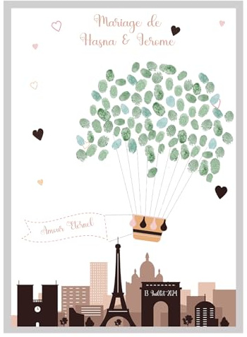 Arbre à Empreintes Mariage - Livre d'Or Original et Personnalisable - Décoration Souvenirs Mariés - Affiche Invités Cadeau - Animation Mariage Unique - H&J créations