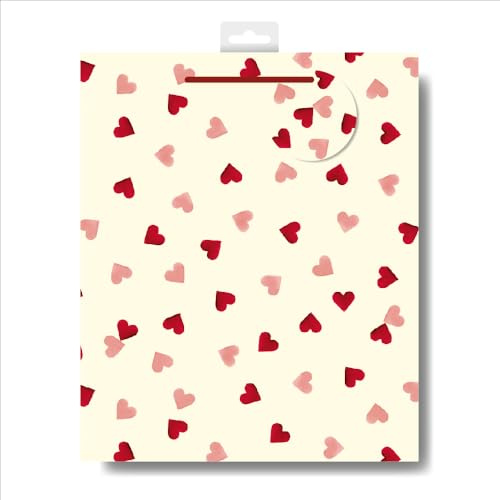 Emma Bridgewater Pink Hearts Large Gift Bag Gift Wrapping Accessory 613463 by Woodmansterne