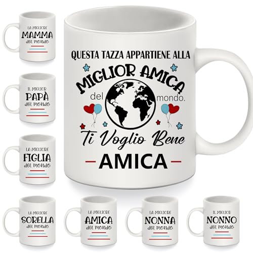 Bommex Questa tazza appartiene alla miglior amica del mondo Tazza per amica femmina Compleanno Regalo di Natale Tazzine da caffè Regalo di amicizia(amica-2)