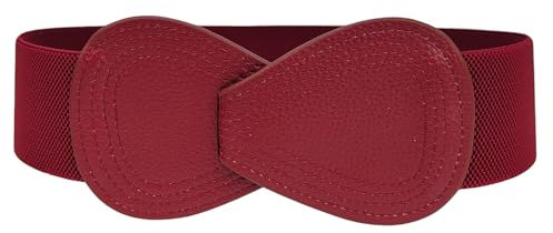 Ldabrye Ceintures de taille pour femme, toutes assorties ceinture corset élastique tendance pour femme, corset large ceinture décorative pour robes, pantalons, manteaux, Rouge bordeaux, 70