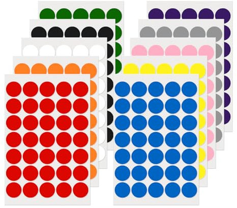FINDAT Klebepunkt Etiketten 25 mm Rund Kleine Wasserfeste Markierungspunkte Selbstklebende Aufkleber zum Beschriften für Büro Haus Schule DIY 350 Stück Bunt 10 Farben