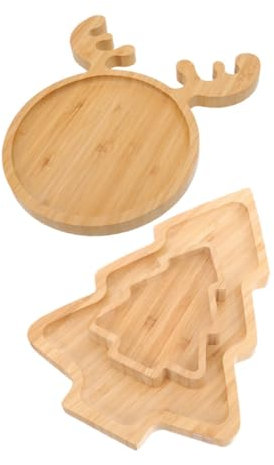 GLSTOY 3pezzi Piatti Natalizi Forma di Albero e Cervo Vassoio Decorativo per Antipasti e Snack per Feste e -nic Facile da Pulire e Riutilizzabile
