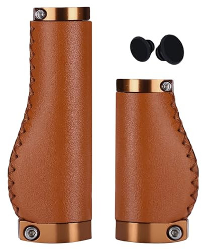 Greyoe Fahrradgriffe Ergonomisch – Lenkergriffe Fahrrad Griffe, Stoßdämpfend und rutschfest Aluminium Doppelverschluss Für 22 Mm MTB-Mountainbike,Elektrofahrrad,BMX,Faltrad u.s.w (Braun)