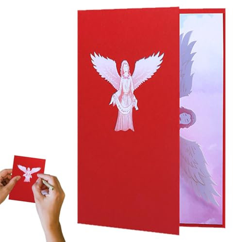 3.d Angel Karte - Handgemachte Pop Up Karte zu Weihnachten und Sympathie | betende Engelskarte mit Umschlägen | Gedenk- und Trauerkarte für religiöse Anlässe, Taufe und Spenden