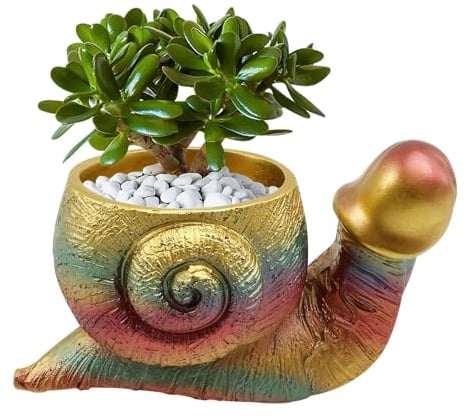 Foppla Schnecken-Pflanzgefäß, niedliche Harz-Sukkulententöpfe, einzigartiger Schnecken-Blumentopf, dekorativer Schnecken-Sukkulenten-Übertopf, kleine Harzblumentöpfe, Schneckenstatue, lustiger