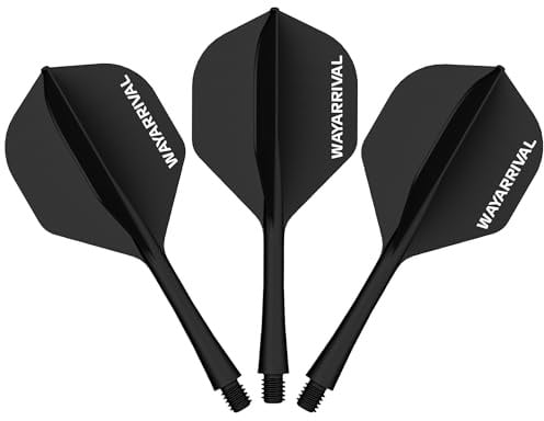 WayArrival Dart Flight mit Schaft 3 Stück, 2BA Flights Darts Schwarz | Dart Flight mit Schaft, 3 Stück Flights Darts Zubehör, 2BA-Gewinde, PP-Material, feste Form und ca. 1,4g leicht