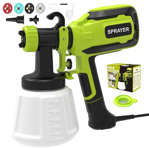 Pistola a Spruzzo 700W Professionale, HVLP Pistola per Verniciare con 4 Ugelli, 3 Pattern e Funzione di Soffiaggio/Pulizia, Aerografo Elettrico Facile da Usare per Mobili, Recinzioni, Pareti