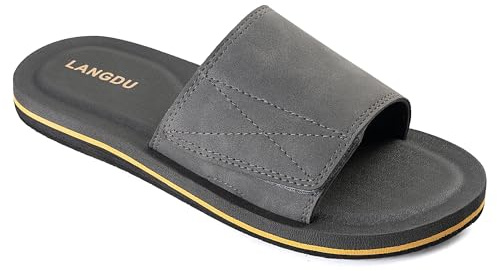 LANGDU Claquette Hommes Piscine Confortable Sandales,Gris 30,43EU