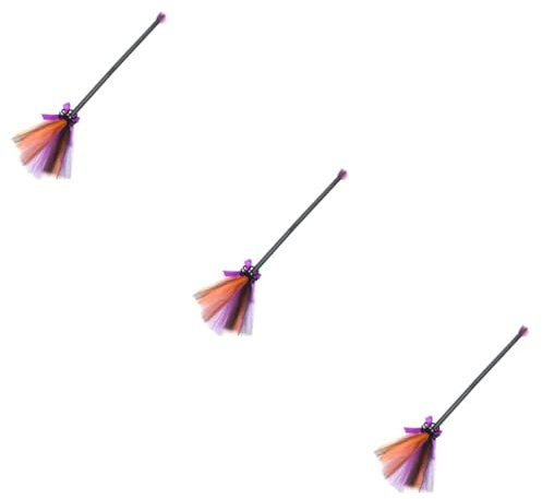BESTYASH 3 Piezas Escoba Desmontable Varita Mágica Decoración De Halloween Víspera De Todos Cosplay Bruja Escoba Prop Escoba Voladora De Mago Disfraces Hada Cargador El Plastico