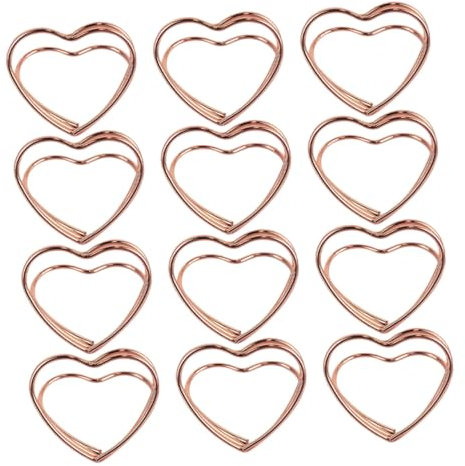 DINHEAROM 25 Stück Kartenhalter Visitenkarten Fotoständer Für Tischdisplay Herz Tischkartenhalter Bildhalter Mini Kartenständer Süßer Visitenkartenhalter Roségold Metall