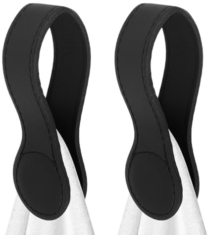 2 Stück Magnet Handtuchhalter aus Leder,Leicht Zugängliche Handtuchklammern,Platzsparende Handtuchclips,Tischbefestigung für Badezimmer Küchen und Badezimmerzubehör(schwarz)