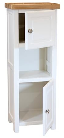 GROF GROFurniture Snow White Slim Cabinet, Hallway Storage or Livingroom Unit, Corner Display Unit with Shelf, Freestanding Tall Bathroom Cabinet Storage Organiser, Ready Assembled Bathroom Storage