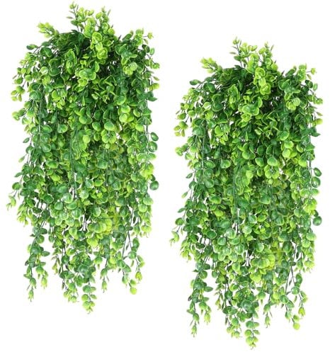 4 piante artificiali da appendere, foglie di eucalipto finte, piante finte per interni ed esterni, decorazione per la casa, giardino, parete, patio, ufficio, mensola decorativa (pianta verde)