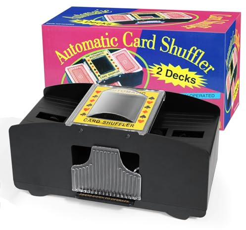 ZAKVOP Barajador de Cartas Automático 2 Mazos, Batería Mezclador de Cartas para Poker, UNO, Skip Bo Skyjo Card Shuffler