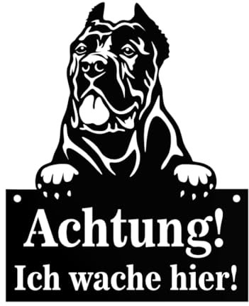 Anwicar Vorsicht Hund Schild - Warnschild aus Stahl 1,5 mm - Wetterfestes Hundeschild für Außen - Achtung Hund Türschild - Hunde Schilder Gartenzaun - Cane Corso - Schwarz