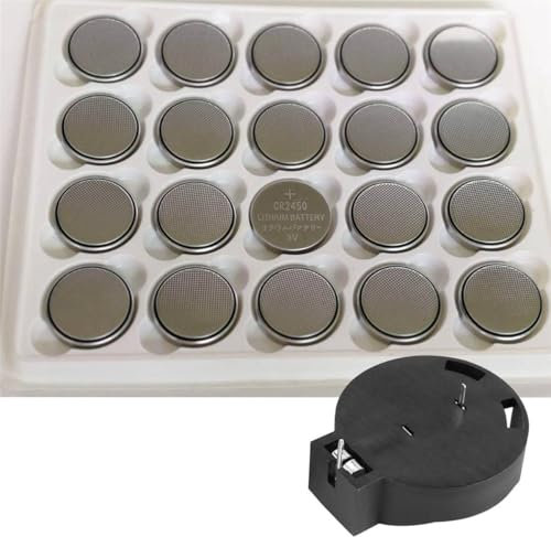 Sankaka 2 Pcs CR2450 Coin Cell Button Battery Socket Holder Case Pins Black