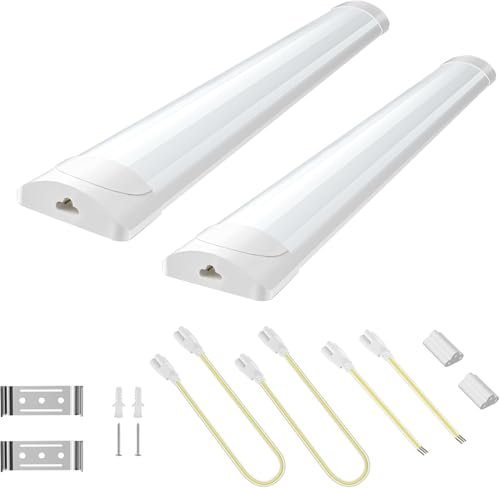 Viugreum 2 Stück LED Leuchtstoffröhre 90cm, Feuchtraumleuchte Röhre 30W LED Deckenleuchte Lampe, 6500K Neutralweiß Leuchtstofflampe, Werkstattlampe Wannenleuchte lampe für Keller, Garage, Küche