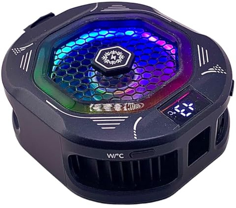 Fegtrtyoa TH12 24W Semiconductor Phone Cooler Temperature Control Magnetic Ice Cooling Strong Fast Chill Clip-on Gaming Cooler Black