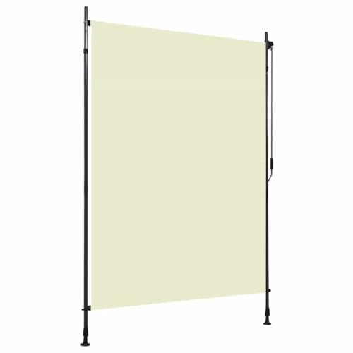 HaoChrymec Außenrollo mit Handkurbel, Senkrechtmarkise für Balkon, Terrasse oder Pergola, UV- und Hitzebeständig, Höhenverstellbar, Creme, 150 x 270 cm