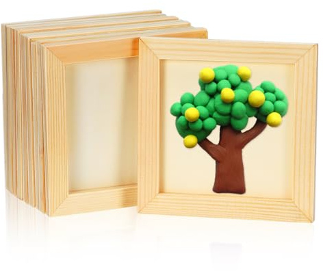 Hemobllo 10 Stück Holz Bilderrahmen 4.72 Zoll Quadratisch – Unfertige Diy Foto Rahmen Für Kinder Tonmalerei Und Handwerksprojekte – Blanko Holzrahmen Für Basteln Und Kunst