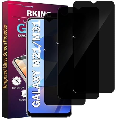 RKINC 3 Stück, Sichtschutz Panzerglas für Samsung Galaxy M21 M31, Anti-Spähen Panzer Schutz Glas HD Displayschutzfolie, 0,33 mm kratzfest, splitterfrei, blasenfre